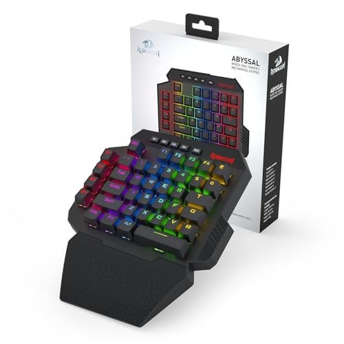Redragon K758 Wired One-Handed RGB Mechanical Gaming Keyboard, 39 Keys Type-C Professional Gaming Keypad w/Upgraded Hot-Swappable Socket, 4 Onboard Macro Keys & Dedicated Wrist Rest