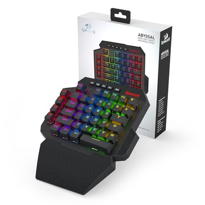Redragon K758 Wired One-Handed RGB Mechanical Gaming Keyboard, 39 Keys Type-C Professional Gaming Keypad w/Upgraded Hot-Swappable Socket, 4 Onboard Macro Keys & Dedicated Wrist Rest
