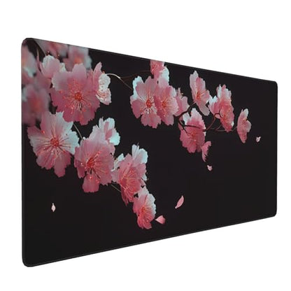 Cherry Blossom Extended Gaming Mouse Pad, Non-Slip Rubber Base, Washable, Oversized Desk Mat, 35.4" x 15.7" Inches - color: Japanese Watercolor Cherry Blossoms