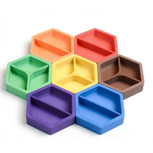 Magnetic Hexagon Board Game Organizer, Modular Tray Set for Game Pieces, Stackable Tray Storage Box for Board Game Accessories with Detachable Y and Straight Partition (5)