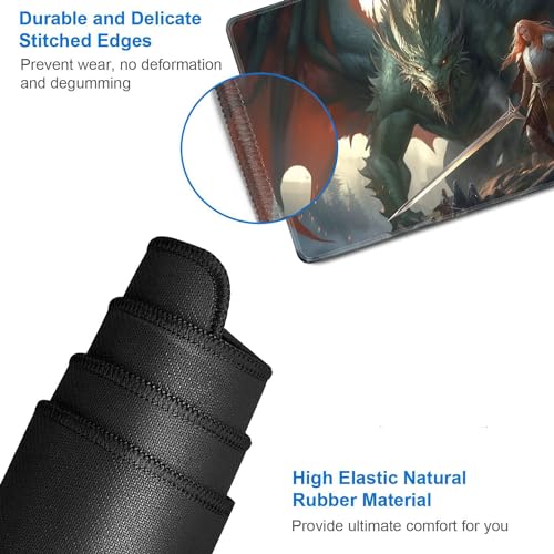 JVGFYNKL MTG Playmat + Drawstring Travel Pouch + 6 Dice Counter, for Tabletop Trading Card Game Playmats or Large Mouse Pad, Anti-Slip Rubber 24 x 14 in, Dragon's Sin of Wrath TCG Playmat - color: JV-Playmat-1-F-152