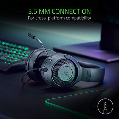 Razer Kraken X Ultralight Gaming Headset: 7.1 Surround Sound - Lightweight Aluminum Frame - Bendable Cardioid Microphone - for PC, PS4, PS5, Switch, Xbox One, Xbox Series X|S, Mobile - Black - color: Classic Black