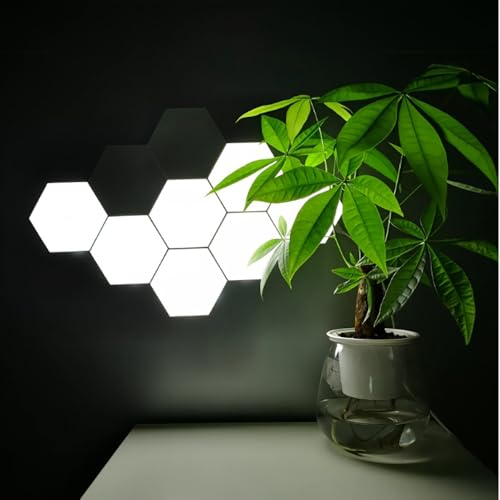 YXQUA Hexagon Wall Light Panels, Touch Control, White, 6 Pack | DIY Modular Assembly, Creative Geometry, for Autism, Sensory Room, Game Room, Living Room, Bedroom, Party, USB Powered - color: White