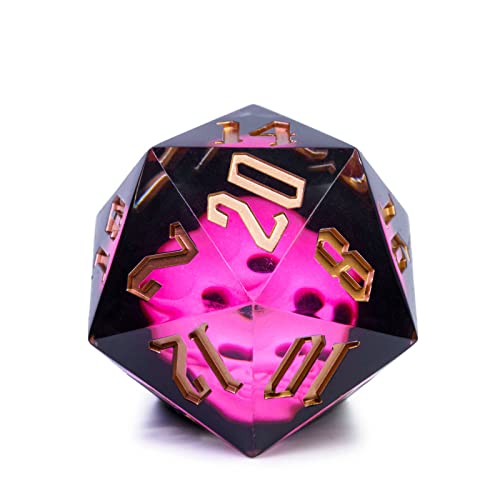 Cusdie Large 55mm D20 Dice with Sharp Edges, Giant D&D 20 Sided Dice for RPG, Table Games (Pink Skull) - color: Pink Skull