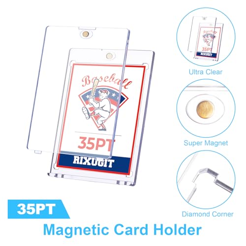 40 Pack 35pt One Touch Magnetic Card Holders | UV-protected Magnetic Card Case, Fits Standard Baseball Sports Game Trading Cards for Storage and Display - size: 40ct 35PT Card Holder