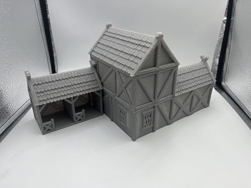 Hautico Architectural Terrain Set for 28mm Miniatures Wargame, 3D Printed and Paintable, Gift for Hobby Enthusiasts (Viking Building)