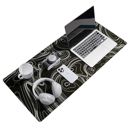 Reniteco Waterproof Large Office & Gaming Mouse Pad, 31.5" x 11.8" x 0.12" | Anti-Fray Stitched Edges, Premium Textured Surface, Non-Slip Rubber Base, Water and Stain Resistant Protection - color: Topographic Map Black, size: 31.5''x 11.8''x0.12"