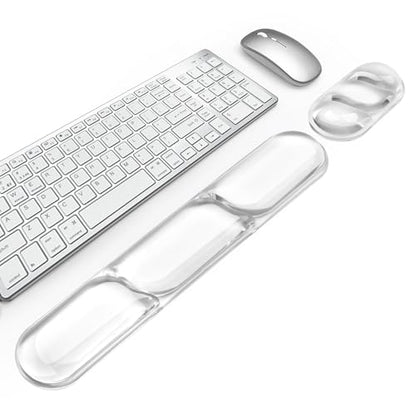 Keyboard and Mouse Wrist Rest, Silicone Gel Ergonomic Mouse Pad with Wrist Rest Set, Gaming Mousepad Arm Cushion Support for Computer Office Desk Accessories (Clear Gel White Set - 2) - color: Clear Gel White Set - 2