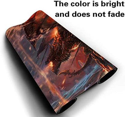 MTG Playmat, Card Game Play Mat for RPG TCG 24 x 14 inches Trading Card Dragon Playmats with Storage Bag Smooth Rubber Surface Battle - color: Lightning Dragon