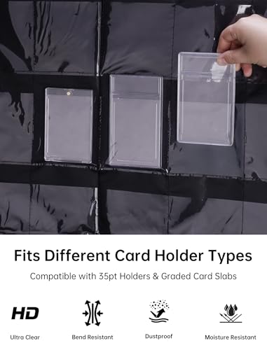 NiHome 36 Slot Graded Card Display Case - Sports Card Wall Frame, PVC Black | Fits PSA 35PT Baseball, Football & Trading Slabs, Foldable Oxford Fabric, Door Hooks Included, Collector Gift