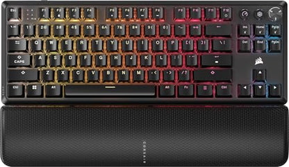 Corsair K70 CORE TKL Wireless RGB Tenkeyless Mechanical Gaming Keyboard – Pre-Lubed MLX Red v2 Linear Switches, SOCD, ABS Double-Shot Keycaps, Sound Dampening, 1000Hz Polling, QWERTY NA – Black - style: Wireless