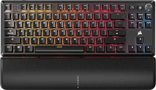 Corsair K70 CORE TKL Wireless RGB Tenkeyless Mechanical Gaming Keyboard – Pre-Lubed MLX Red v2 Linear Switches, SOCD, ABS Double-Shot Keycaps, Sound Dampening, 1000Hz Polling, QWERTY NA – Black - style: Wireless