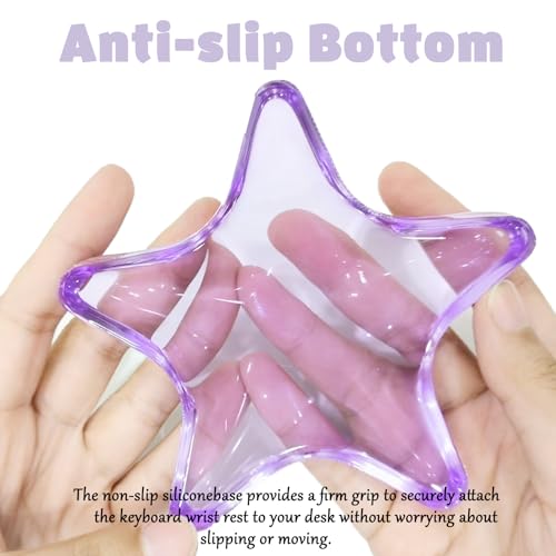 Gel Wrist Rest for Keyboard and Mouse Transparent Purple Sea Star Elbow Pad Cushion Ergonomic Cute Clear Cool Mouse Wrist Pad Silicone Non-Slip Support for Computer Gaming Hand Pillow Ocean Beach - color: Star Purple