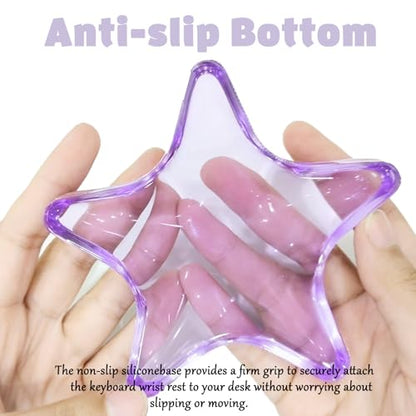 Gel Wrist Rest for Keyboard and Mouse Transparent Purple Sea Star Elbow Pad Cushion Ergonomic Cute Clear Cool Mouse Wrist Pad Silicone Non-Slip Support for Computer Gaming Hand Pillow Ocean Beach - color: Star Purple