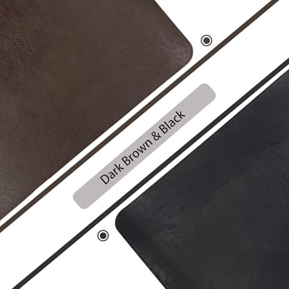 Faux Leather TCG Card Game Playmat, Dark Brown & Black | 13.8"x23.6", Fast Rebound, Waterproof & Easy Clean, Retro Texture with Strap, For MTG FAB, Multi-Function Desk Pad - color: Dark Brown & Black