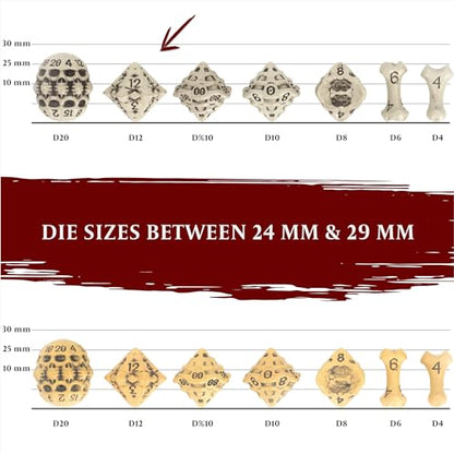 D12 Dice Set - Set of Six 12 Sided Dice - Skull & Bone Themed RPG Dice. Cool & Unique Gift and Compatible with Dungeons & Dragons (DND), D&D, Pathfinder, D and D. (Cleaned Bone White) - color: Cleaned Bone White, style: Six D12