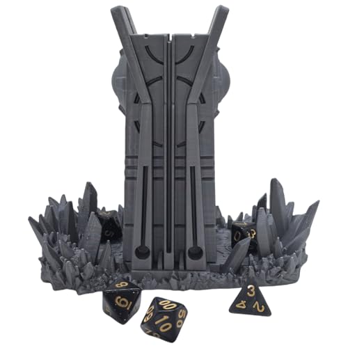 Retro Planet Dice Tower DND Dice Rolling Tower Dice Tower Dungeons and Dragons Dice Jail D&D Accessories (Random 7PCS D20 Dice Set Included) Silver - color: Silver