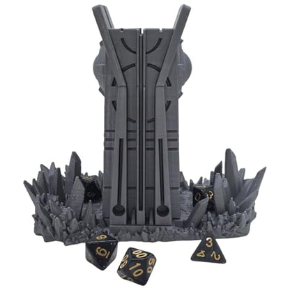 Retro Planet Dice Tower DND Dice Rolling Tower Dice Tower Dungeons and Dragons Dice Jail D&D Accessories (Random 7PCS D20 Dice Set Included) Silver - color: Silver