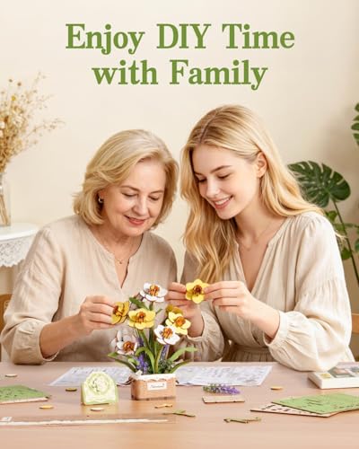 Rowood 3D Puzzles for Adults,Mother's Day DIY Wooden Flower Narcissus Craft Kit,Artificial Flower Botanical Collection,Christmas Birthday Decoration Centerpiece for Table - style: Narcissus