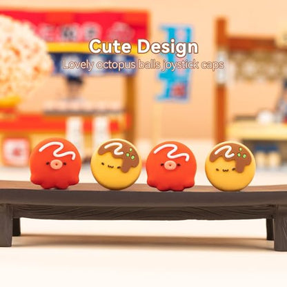 GeekShare Cute Thumb Grip Caps Compatible with Switch / OLED / Switch Lite ,Soft Silicone Joystick Rocker Cover,4PCS- Takoyaki - color: Takoyaki