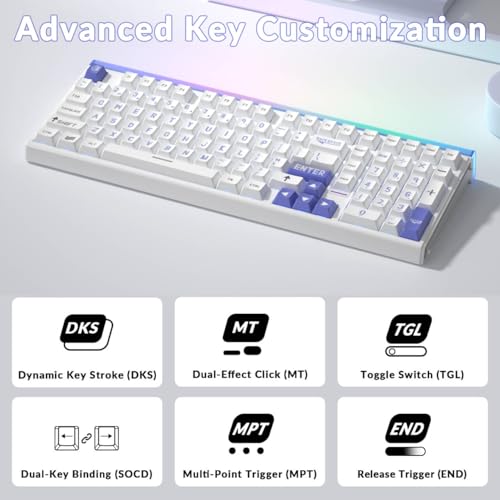 Aula Hero 99 Wired Gaming Keyboard, Hall Effect Switch with Rapid Trigger | Magnetic Switch Keyboard with Number Pad, 101Keys Hot Swap,Web Driver RGB Backlit Mechanical Keyboard for Office PC Gamer - color: White Blue