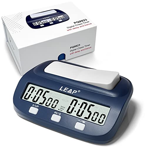 LEAP Digital Chess Timer - Professional with Time Bonus and Delay Features, Great for Chess I-Go, Navy - color: Navy