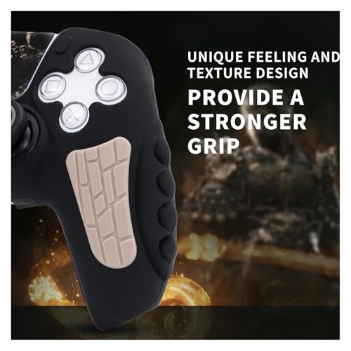 ECHZOVE Black Myth Wukong PS5 Controller Cover Skin with Thumb Grips, Gray | PS5 controller cover set with silicone skin, 2 thumb caps, 4 joystick protectors and touchpad sticker - color: Gray