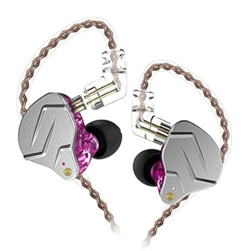 KZ ZSN Pro Dual Drivers 1BA 1DD in Ear Earphones HiFi Power Bass Earbuds Headphones High Clarity Sound Wired Earphones with Detachable Cable for Audiophile Musician - color: ZSN Pro-purple, size: No Mic