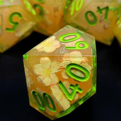 XENOLUX Resin DND Dice Set for Dungeons and Dragons - Polyhedral Floral RPG Dice for Tabletop Board Games(L18) - color: L18