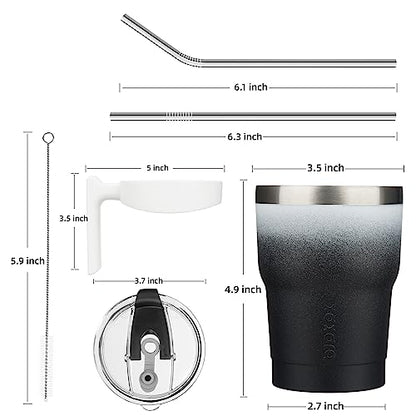 BJPKPK 10 oz Mini Tumbler with Lid, Straw & Handle, Insulated Steel Cup | Small, Spill Proof, Leak Proof, Thermal, Double Wall Vacuum, Sweatproof, Dishwasher Safe, BPA Free, Day & Night - color: Day & Night, size: 10 Ounces