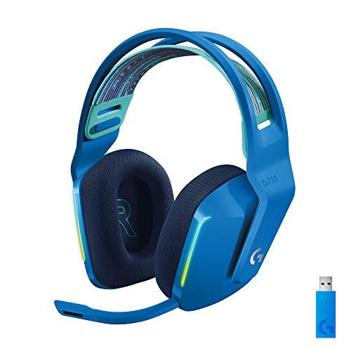 Logitech G733 Lightspeed Wireless Gaming Headset - Blue | Suspension Headband, LIGHTSYNC RGB, Blue VO!CE mic Technology, PRO-G Audio Drivers - color: Blue