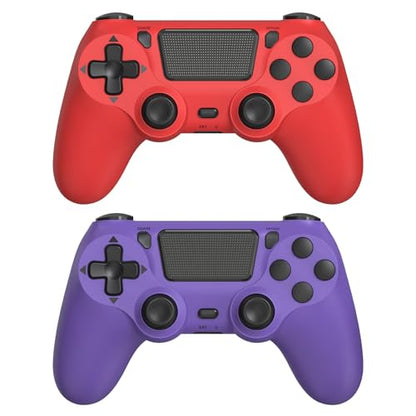 Wuthur 2 Pack Wireless Controller Compatible with PS4/Pro/Slim(Purple & Red) - color: Purple & Red