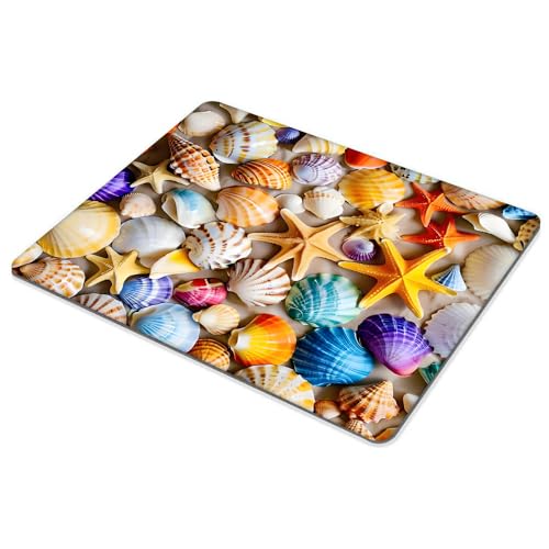 Square Mouse Pad Colorful Shells and Starfish,Gaming Mouse Pads for Desk,Soft Computer Waterproof Non-Slip Mouse Mat - color: Colorful shells and starfish