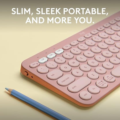 Logitech Pebble Keys 2 K380s, Multi-Device Bluetooth Wireless Keyboard with Customizable Shortcuts, Slim and Portable, Easy-Switch for Windows, macOS, iPadOS, Android, Chrome OS - Tonal Rose - color: Rose