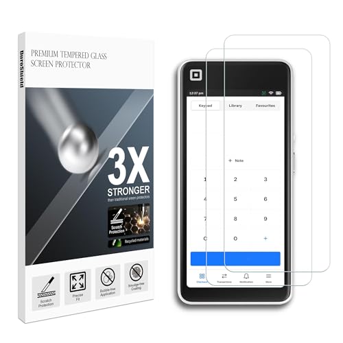 Tempered Glass Screen Protector for Square Handheld Portable POS Device 6.2-Inch Display 9H+ Hardness with Aluminum Reinforcement [2 Pack] (Clear)