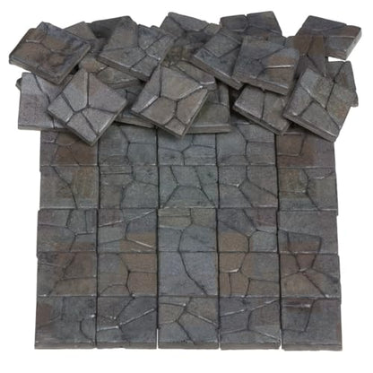 Dollhouse Miniature Paving Stones, Tiles for Modeling | Set of 50 pcs for Fairy Gardens and Tabletop Builds, REDUCIO! - color: Medieval Courtyard Pavement