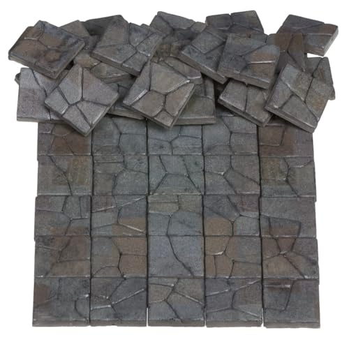 Dollhouse Miniature Paving Stones, Tiles for Modeling | Set of 50 pcs for Fairy Gardens and Tabletop Builds, REDUCIO! - color: Medieval Courtyard Pavement