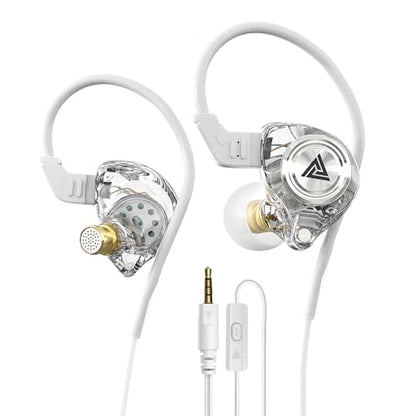 Wired Gaming Earbuds, Ak3file in Ear Monitors, Deep Bass Sound Wired Earbuds, HiFi in Ear Headphones with 1DD 10mm Dynamic Driver, IEM for Music Gaming Video Calling (White) - color: White