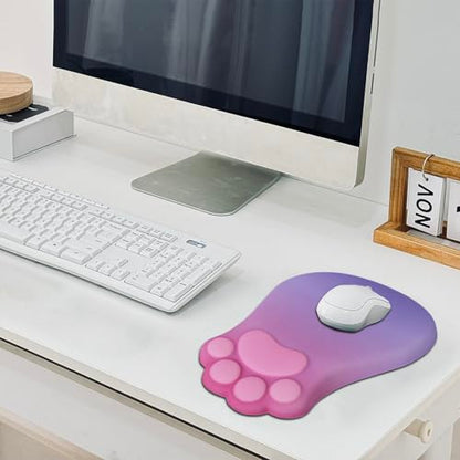 L-SPOUTTO Ergonomic Mouse Pad with Wrist Rest,Pink Mouse Pad Wrist Support | Cute Cat Paw Comfortable Massage Design,Computer Pain Relief Mousepad with Non-Slip Base for Desk Laptop Gaming,Pink&Purple - color: Pink & Purple