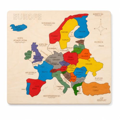 Europe Map Wooden Jigsaw Puzzle for Kids | 33 Puzzle Pieces | Learning & Educational Toy Gift for Boys & Girls Ages 4 Years and Above - style: Europe Map
