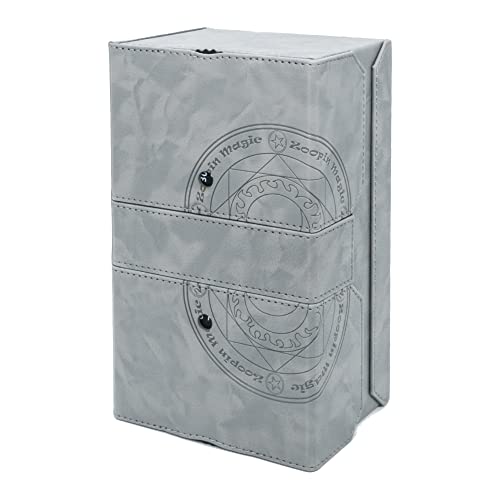 Zoopin 200 Card Deck Box for MTG ,CCG,TCG,Yugioh...With Two Built-in Life Counters and Two Card-trays plus one Dice/Token Tray (Grey ) … - color: Grey