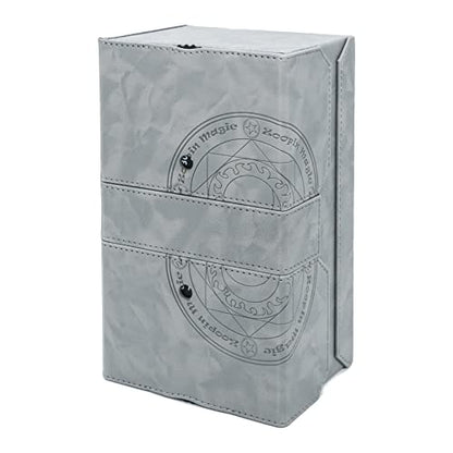 Zoopin 200 Card Deck Box for MTG ,CCG,TCG,Yugioh...With Two Built-in Life Counters and Two Card-trays plus one Dice/Token Tray (Grey ) … - color: Grey