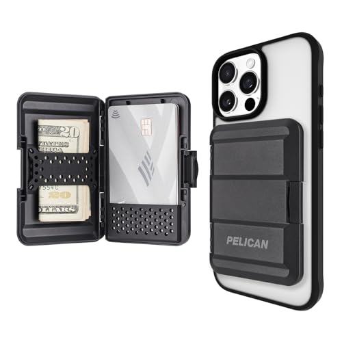 Pelican MagSafe Wallet for iPhone - Heavy Duty MIL-STD Snap-On Phone Magnetic Wallet and Phone Card Holder - Detachable and Slim Hard Case for iPhone 17 Pro Max /16 Pro Max/15/14/13/12/Pixel 10- Black - color: Black, style: Protector