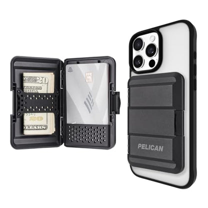 Pelican MagSafe Wallet for iPhone - Heavy Duty MIL-STD Snap-On Phone Magnetic Wallet and Phone Card Holder - Detachable and Slim Hard Case for iPhone 17 Pro Max /16 Pro Max/15/14/13/12/Pixel 10- Black - color: Black, style: Protector