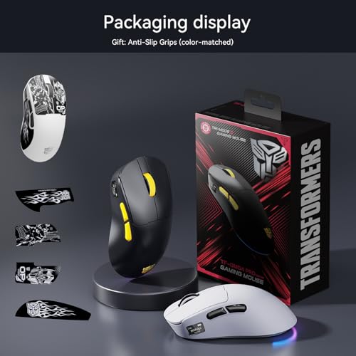 Transformers Gaming Mouse GM04 Pro, Wireless Gaming Mouse Tri-Mode Bluetooth/2.4G/Wired, 53g Ultra-Light, 24,000 DPI PAW3311 Sensor, RGB, 1000Hz, Rechargeable PC Gaming Mouse (White) - color: White