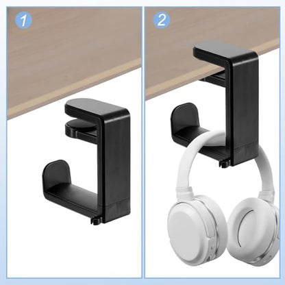 Headphone Stand Holder 360 Degree Adjustable Clamp Desk Hook Clamp 0.39"-1.65" Clamping Range PC Gaming Headset Stand for Headphone Earphone, Black