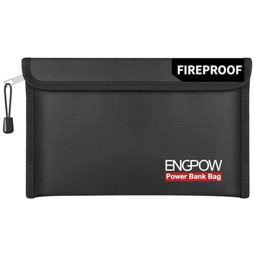 ENGPOW Fireproof Organizer Travel Safe Bag, Portable Electronic Carry Case | Heat Insulated＆Explosion-Proof, Home Travel Storage for Power Bank,Phone,Cables,USB Drive, Charging Protection, 10.6''x6.7'' - size: 10.6'' x 6.7''