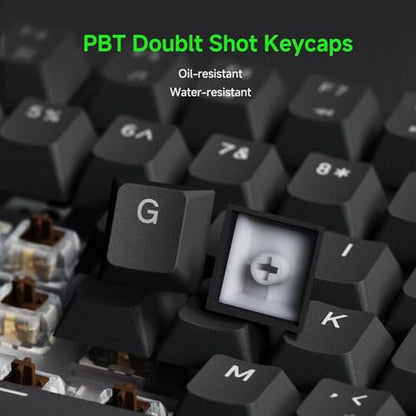 RK ROYAL KLUDGE R75 Wired Mechanical Gaming Keyboard, 75% Hot-Swap Mechanical Keyboard Volume Knob, Soft Pre-lubed Tactile Brown Switch - color: pure black
