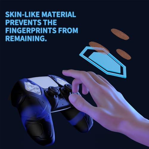 PlayVital Mecha Edition Blue & Black Ergonomic Soft Controller Silicone Case Grips for ps5, Rubber Protector Skins with Thumbstick Caps for ps5 Controller - Compatible with Charging Station - color: Blue & Black