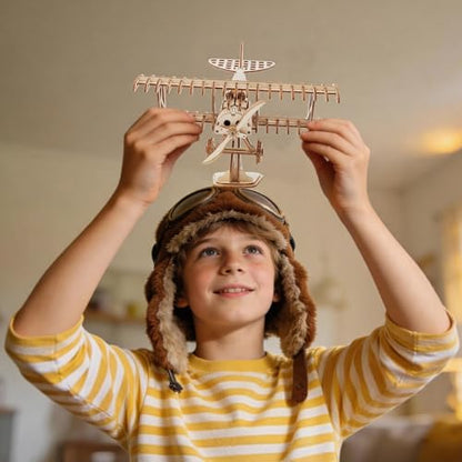 DIY Airplane Wooden 3D Puzzles Model Kit | 105 Pieces, For Adult, Jigsaw - style: Airplane
